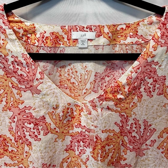 J. Jill Linen Blend Orange & Pink Coral Reef Patterned Tunic Size XLP - Picture 2 of 5